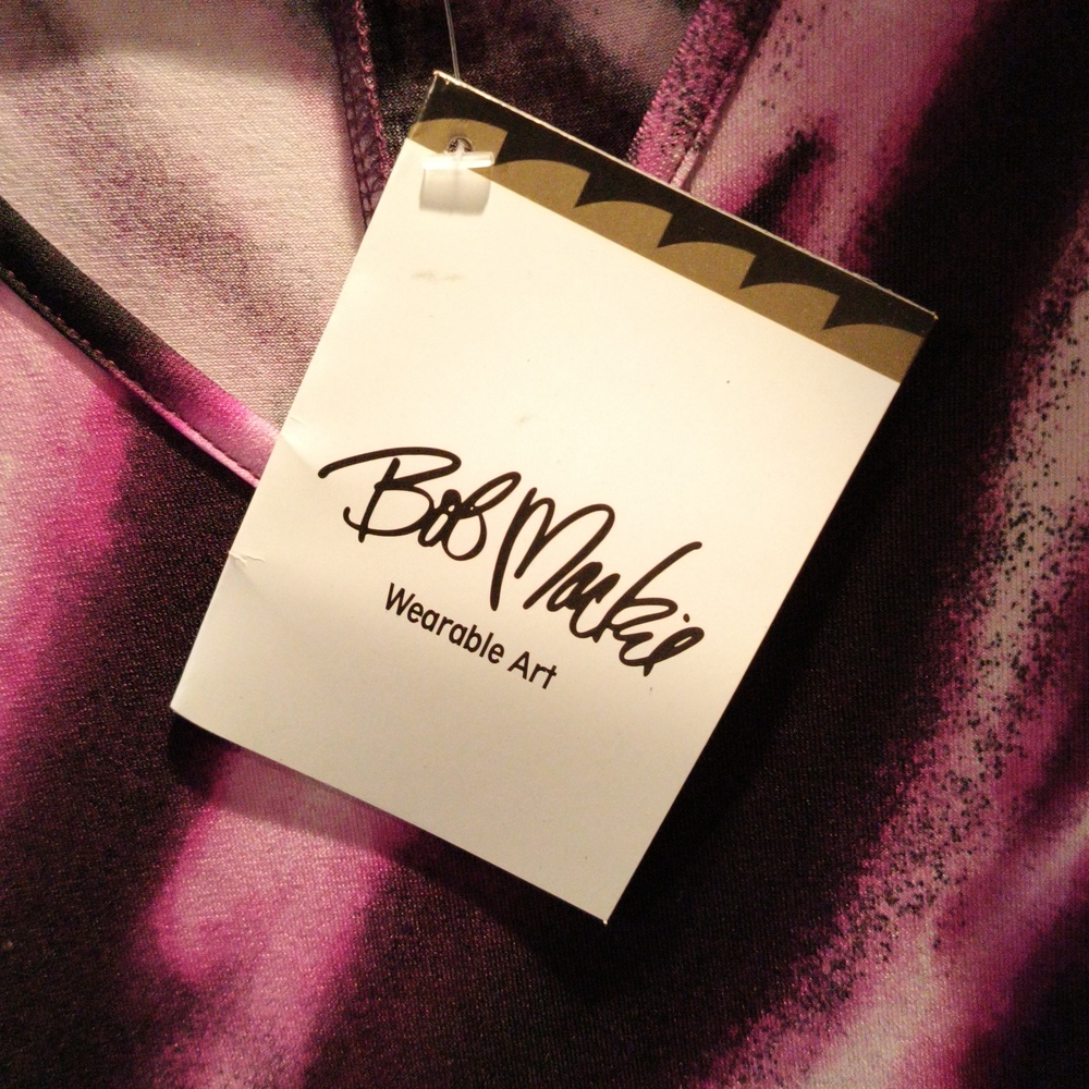 FINAL PRICE NWT Bob Mackie Artistic Fushia and Black Maxi Dress Size Large - Picture 2 of 9